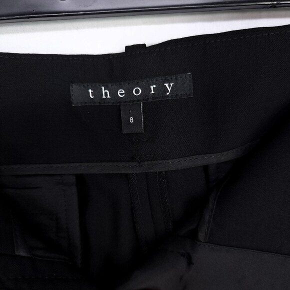Theory Wool Straight Leg Dress Pants Womens Size 8 Career Black - Picture 8 of 14